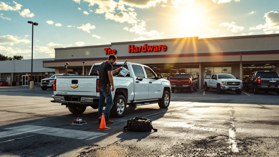 Cerrajero abriendo una Chevrolet Silverado con cuña inflable y herramienta de alcance largo en Cleburne